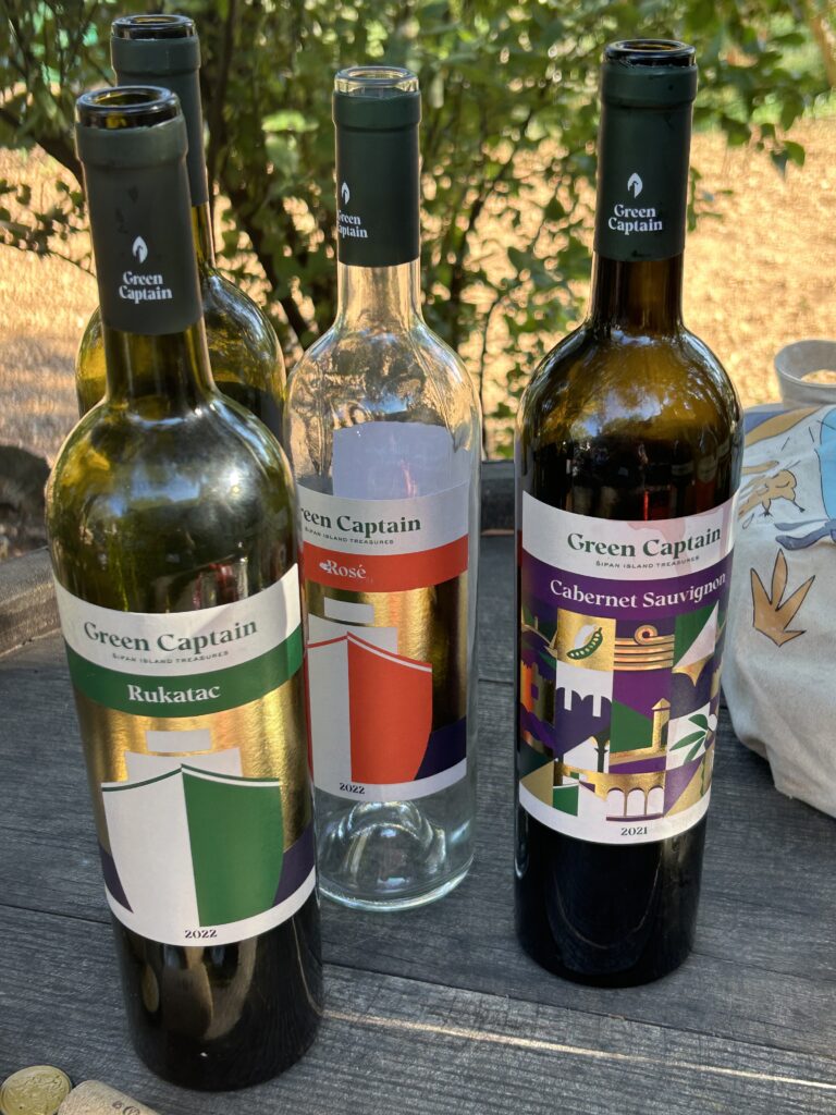 Bottles of Green Captain Wine